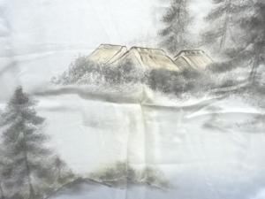 アンティーク　山水風景模様単衣男物長襦袢